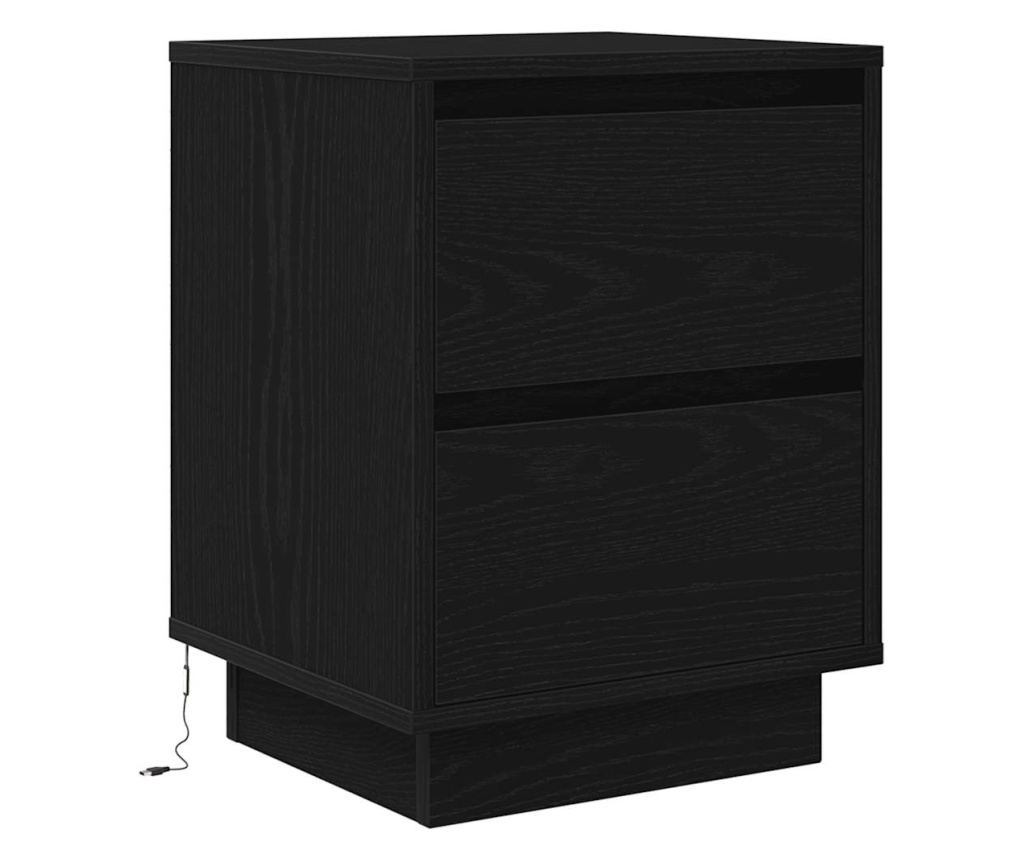 Noćni ormarić s LED svjetlima (2 komada) Crni 38x34x50 cm - 7