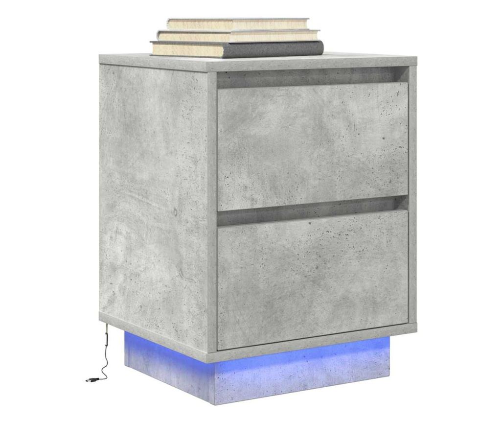 Noćni ormarić s LED svjetlima 2 kom sivi beton 38x34x50 cm - 6