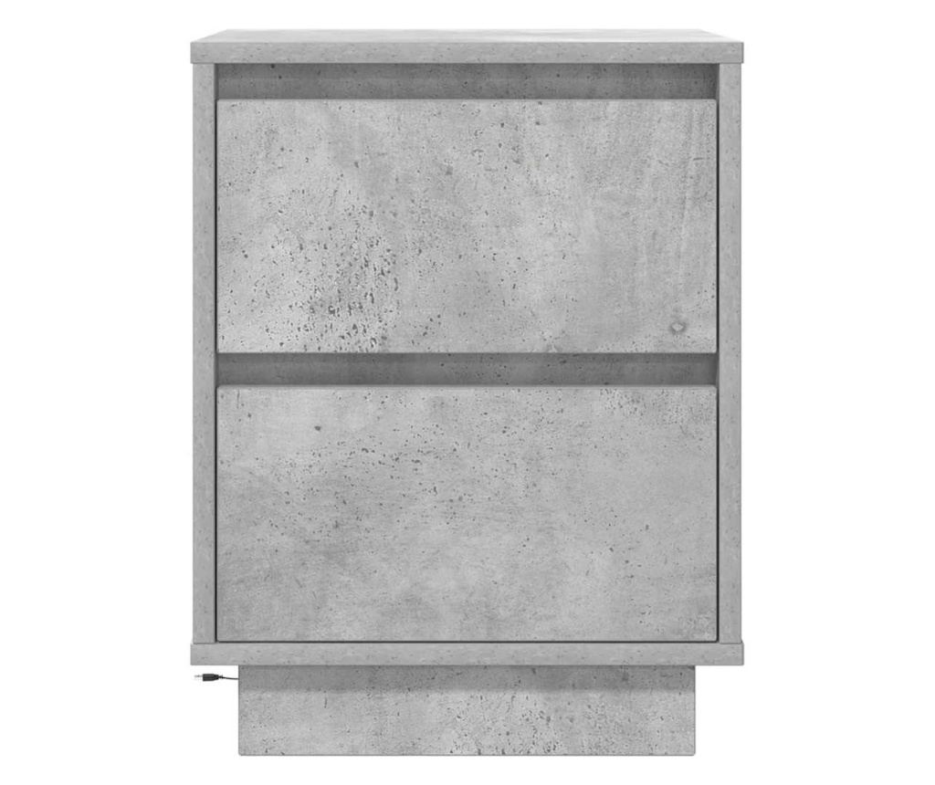 Noćni ormarić s LED svjetlima 2 kom sivi beton 38x34x50 cm - 8