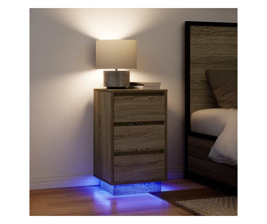 Noćni ormarić s LED svjetlima Sonoma hrast 38x34x65 cm - 2