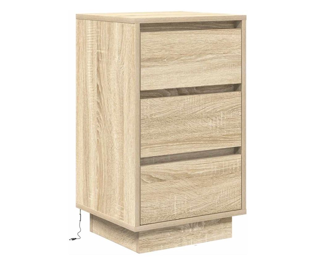 Noćni ormarić s LED svjetlima Sonoma hrast 38x34x65 cm - 3
