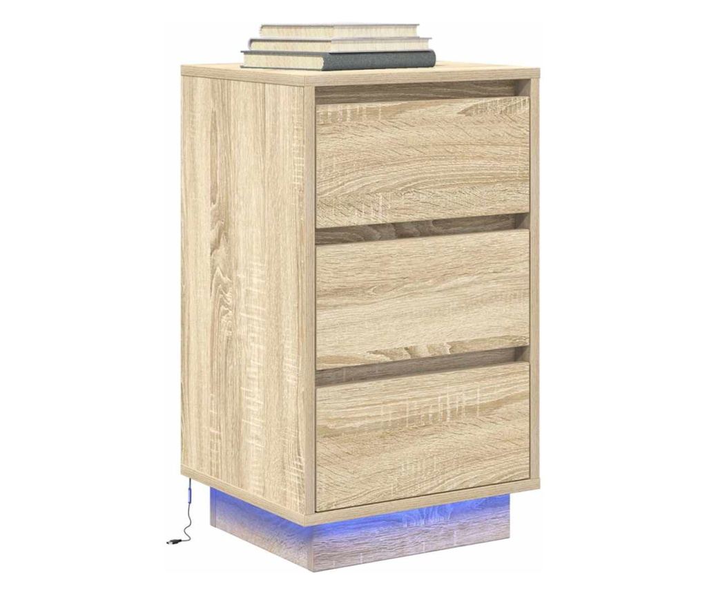 Noćni ormarić s LED svjetlima Sonoma hrast 38x34x65 cm - 5