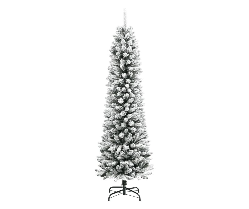 Изкуствена тънка коледна елха с флокиран сняг 240 cm PVC&PE - 2