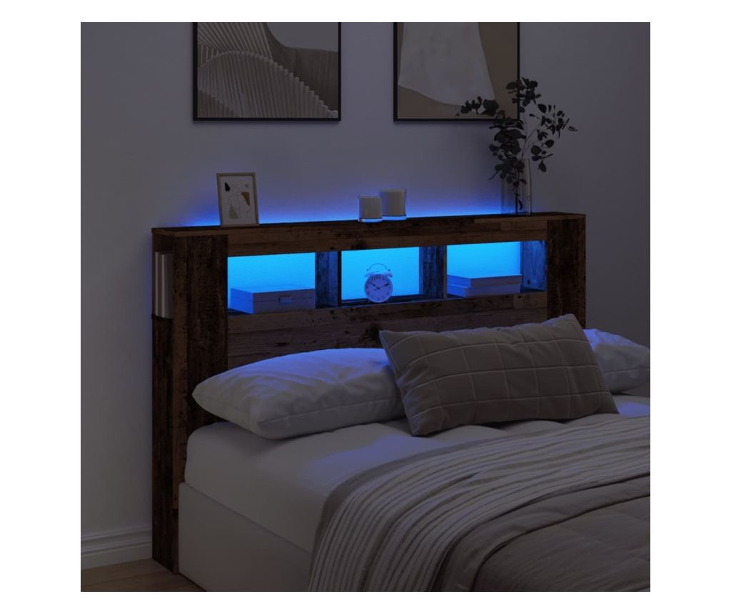 LED табла за глава Старо дърво Инженерна дървесина - 2