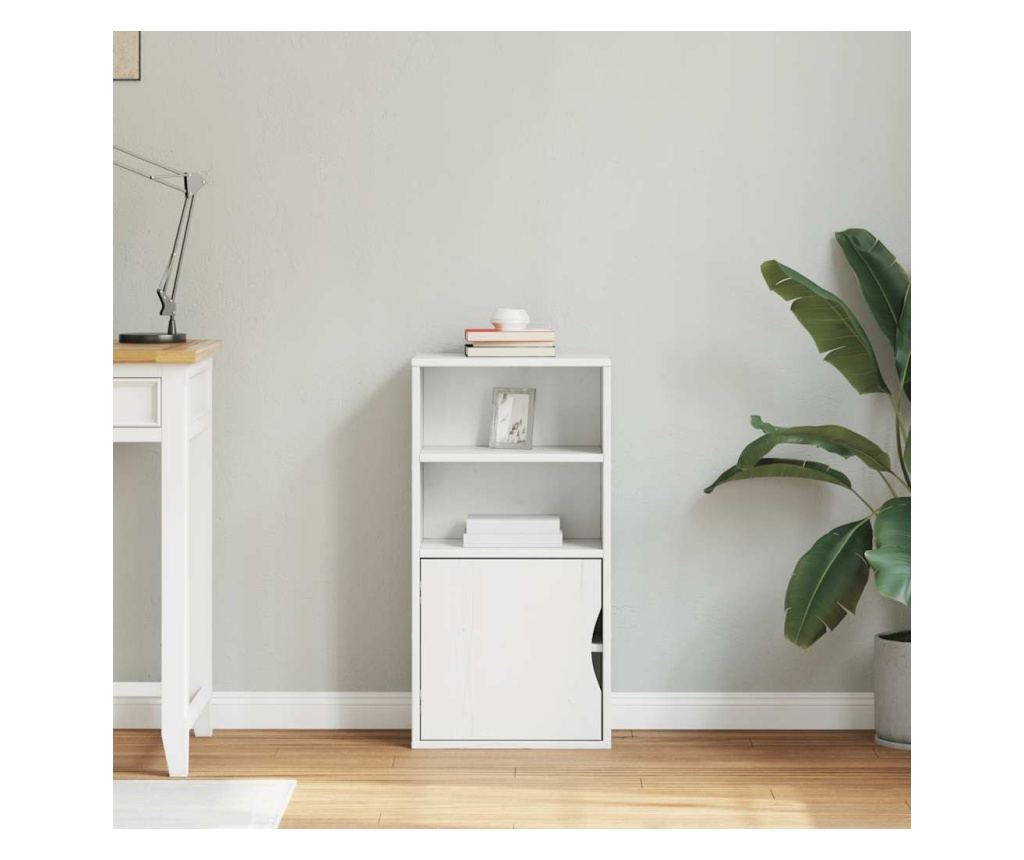 Страничен шкаф ODDA White 40x24x79 cm Масивна дървесина Бор - 3