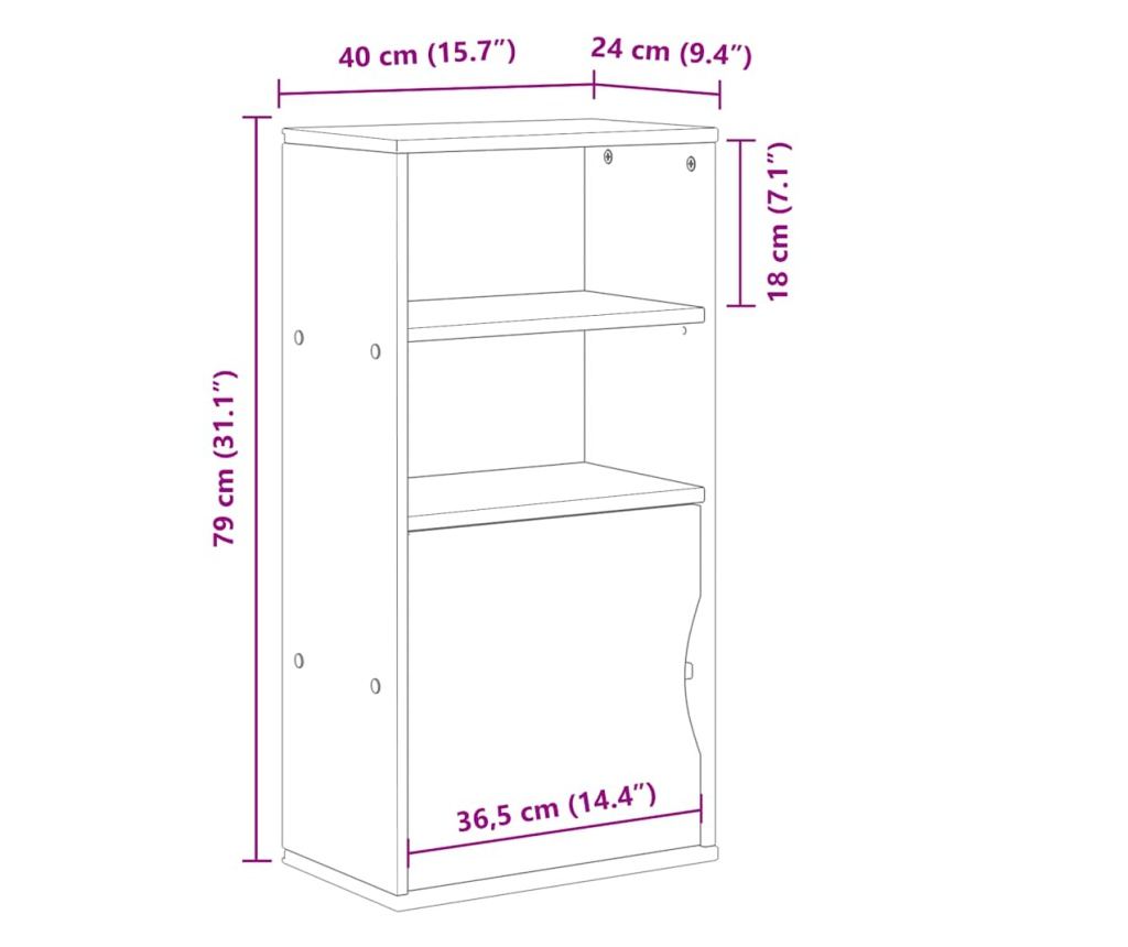 Страничен шкаф ODDA White 40x24x79 cm Масивна дървесина Бор - 10