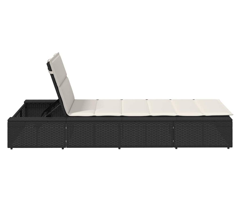 Шезлонг с плаваща възглавница Black Poly Rattan - 7