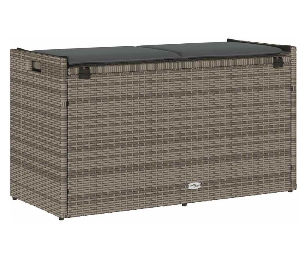 Външна пейка за съхранение с възглавница Grey 100 cm Поли ратан - 6