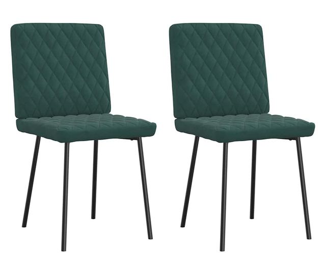 Jedilni stoli, 2 kosa, temno zelena, žamet