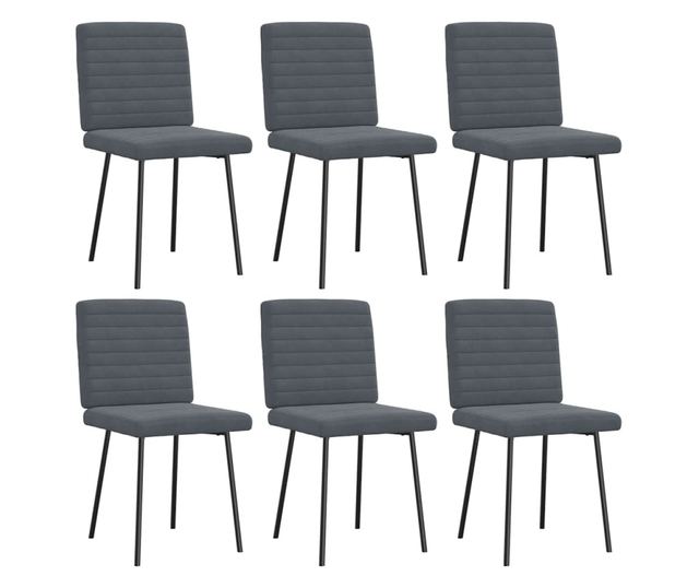 Jedilni stoli, komplet 6, temno siva, žamet