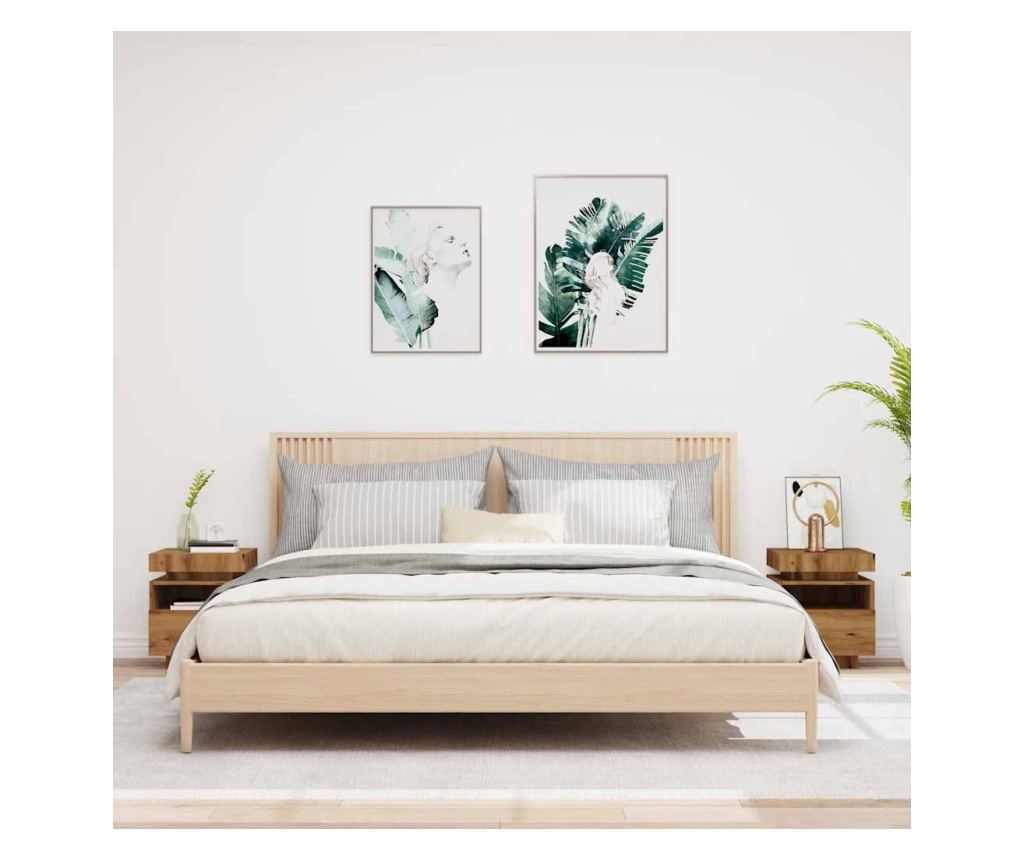 Noćni ormarić s LED svjetlima, 2 kom, Artisan Oak, 40x39x48.5 cm - 4