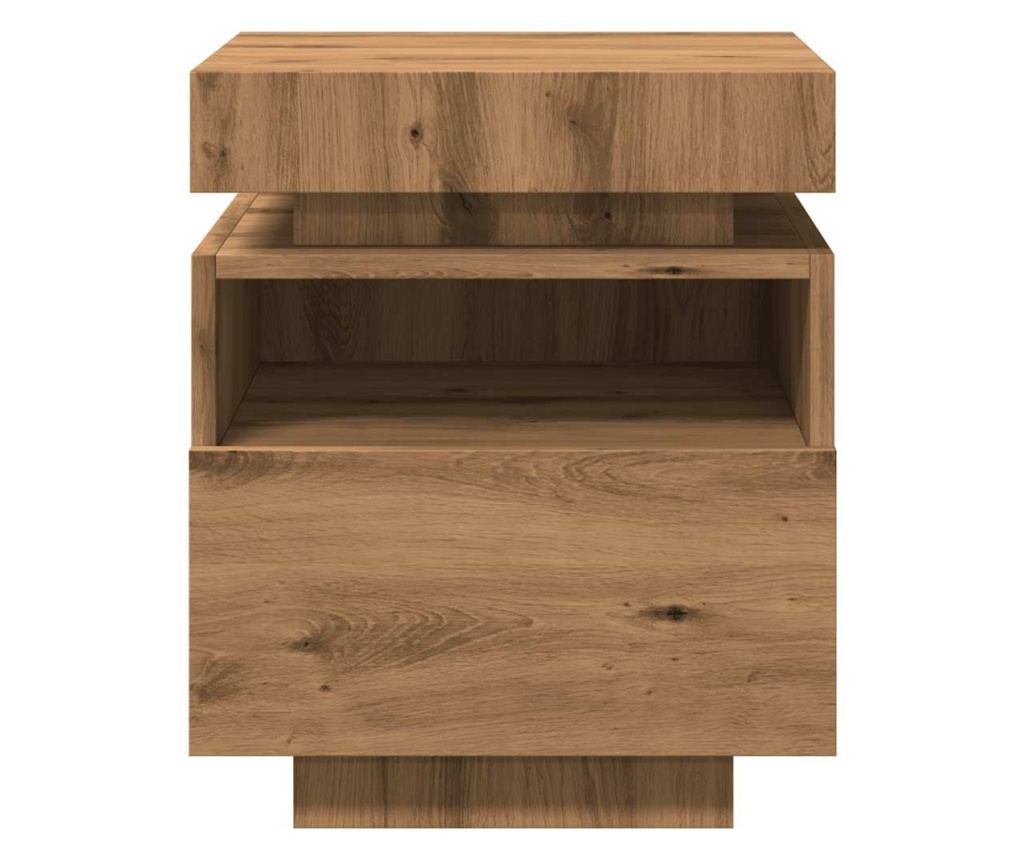 Noćni ormarić s LED svjetlima, 2 kom, Artisan Oak, 40x39x48.5 cm - 7