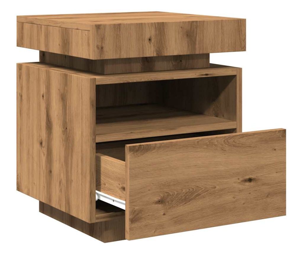 Noćni ormarić s LED svjetlima, 2 kom, Artisan Oak, 40x39x48.5 cm - 9
