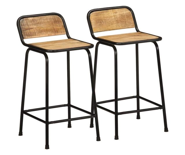 Barski stoli 2 kosa 46x35,5x80 cm Masiven grob mangov les