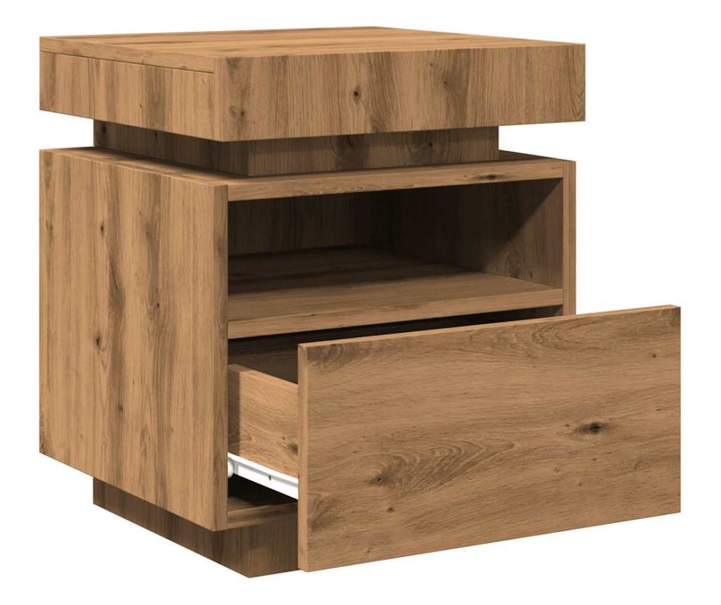 Noćni ormarić s LED svjetlima, Artisan Oak, 40x39x48.5 cm - 8