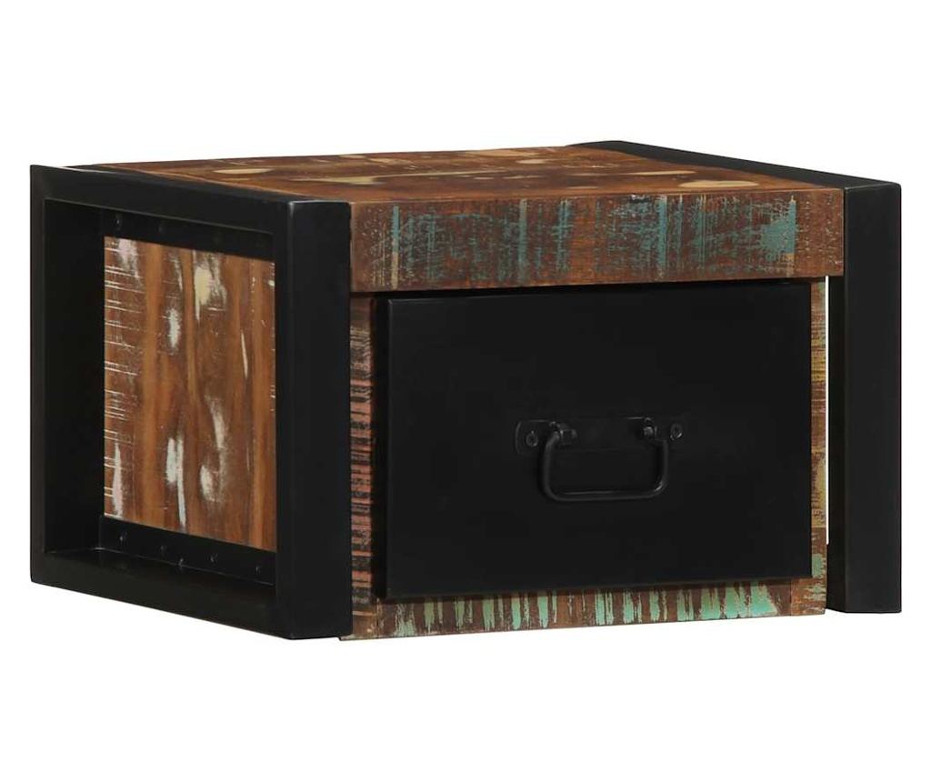 Set od 2 Višebojna Noćna Ormarića 40X35X25 Cm Od Masivnog Recikliranog Drva - 4