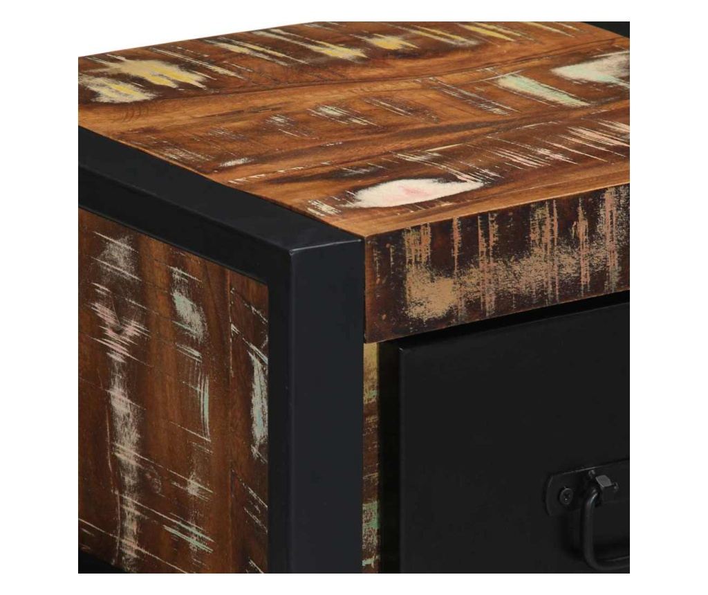 Set od 2 Višebojna Noćna Ormarića 40X35X25 Cm Od Masivnog Recikliranog Drva - 8