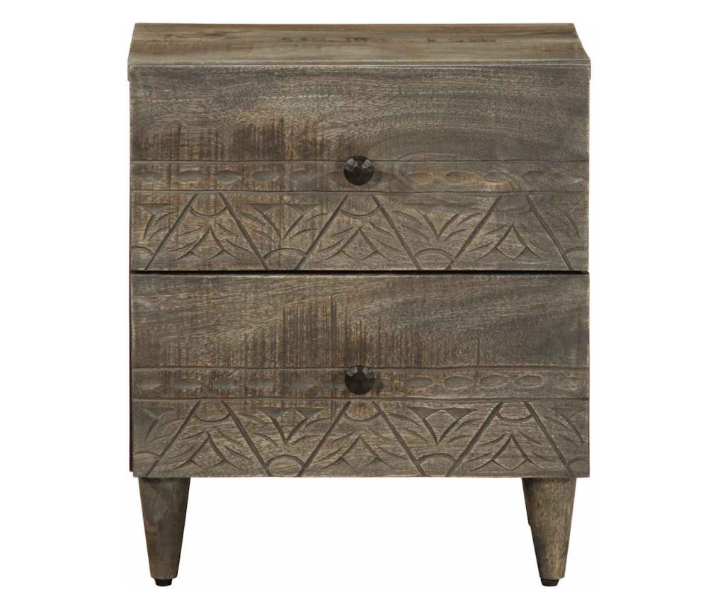 Noćni ormarić 2 kom Svijetlo sivi 40x33x46 cm Masivno drvo manga - 4