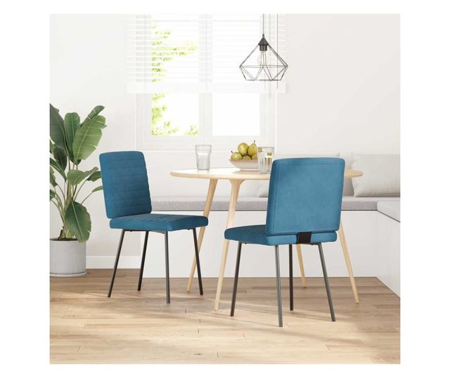 Jedilni stoli, 2 kosa, modra, žamet