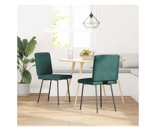 Jedilni stoli, 2 kosa, temno zelena, žamet