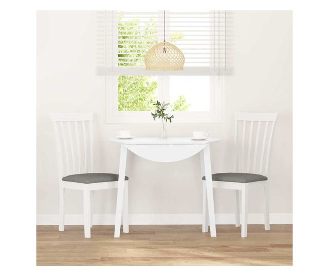 Jedilni stoli z blazinami 2 kosa masiven kavčukov les bela