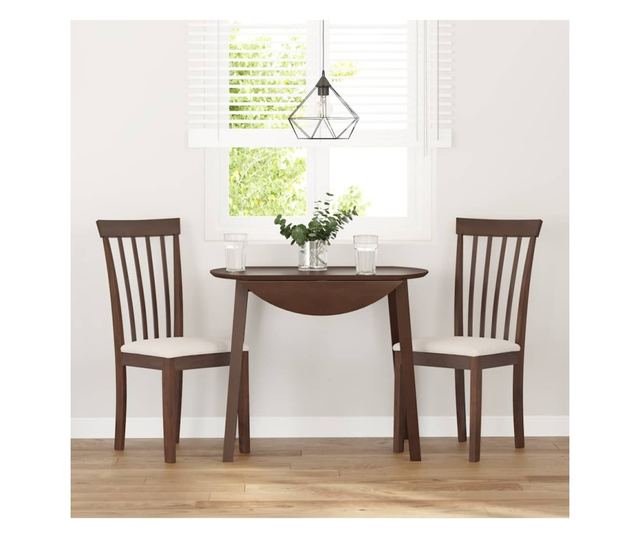 Jedilni stoli z blazinami - 2 kosa, masiven les kavčukovca, rjava