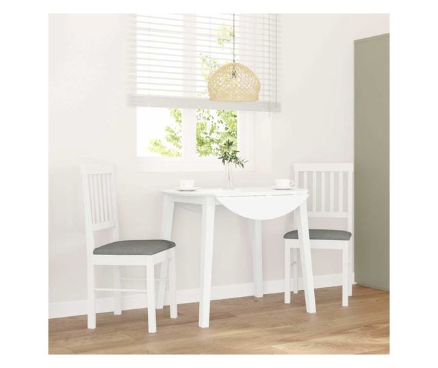 Jedilni stoli z blazinami, 2 kosa, masiven les kavčukovca, bela