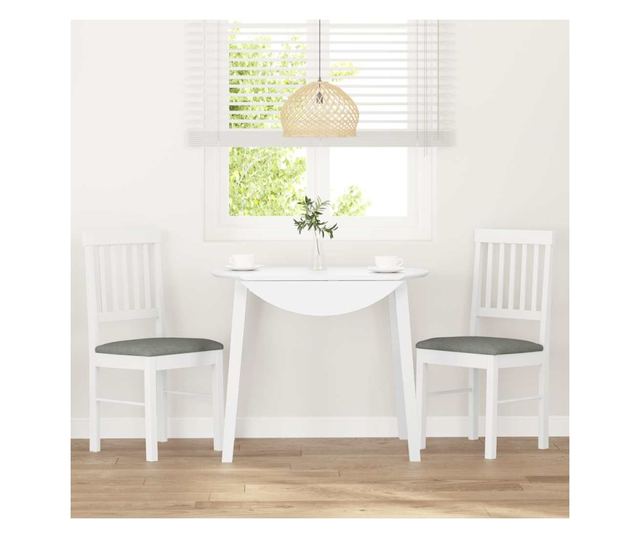 Jedilni stoli z blazinami, 2 kosa, masiven les kavčukovca, bela