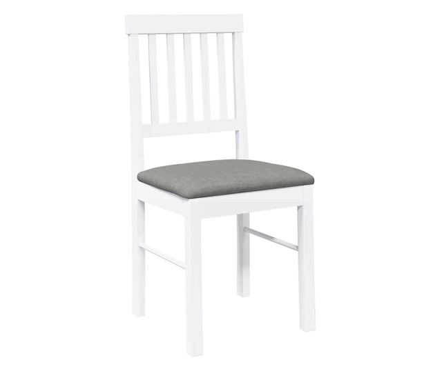 Jedilni stoli z blazinami, 2 kosa, masiven les kavčukovca, bela