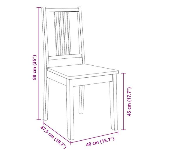 Jedilni stoli 2 kosa trden les kavčukovca naravne barve