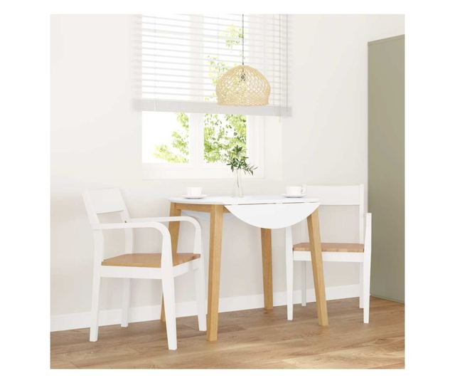 Jedilni stoli 2 kosa masiven les kavčukovca bel