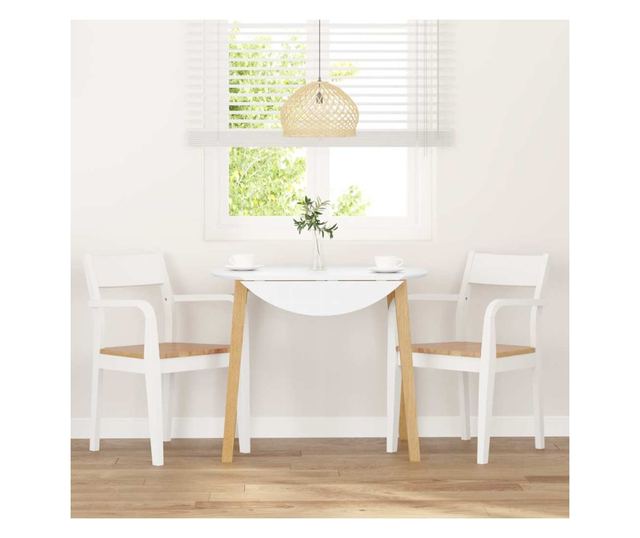 Jedilni stoli 2 kosa masiven les kavčukovca bel