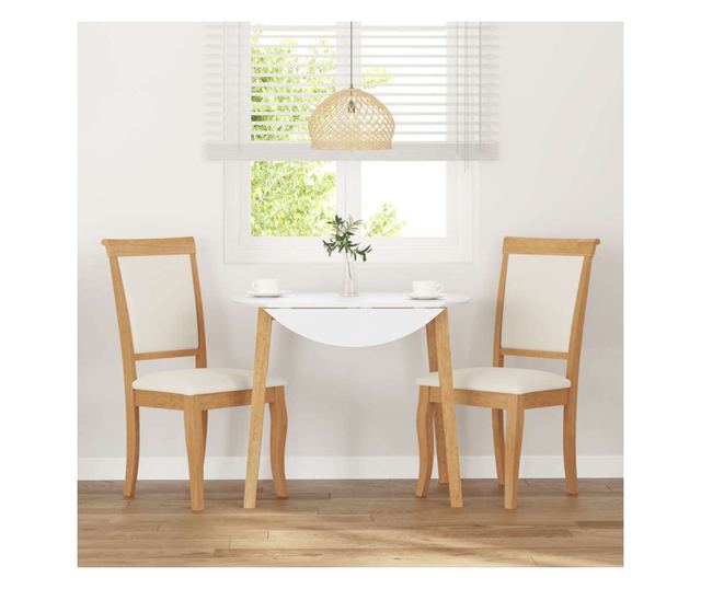 Jedilni stoli z blazinami 2 kosa masiven kavčukovec naravne barve