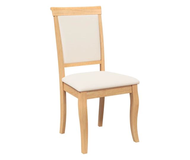 Jedilni stoli z blazinami 2 kosa masiven kavčukovec naravne barve