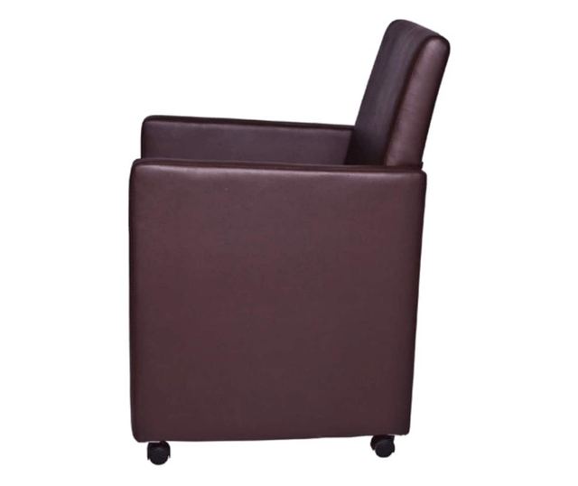 Jedilni stoli, 2 kosa, rjavi, umetno usnje