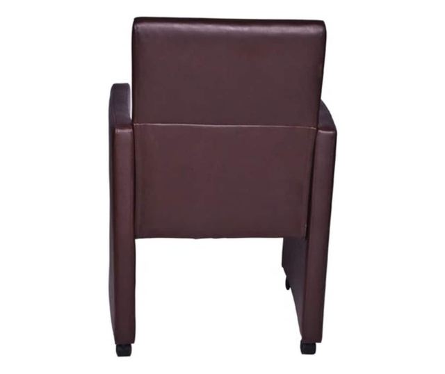 Jedilni stoli, 2 kosa, rjavi, umetno usnje