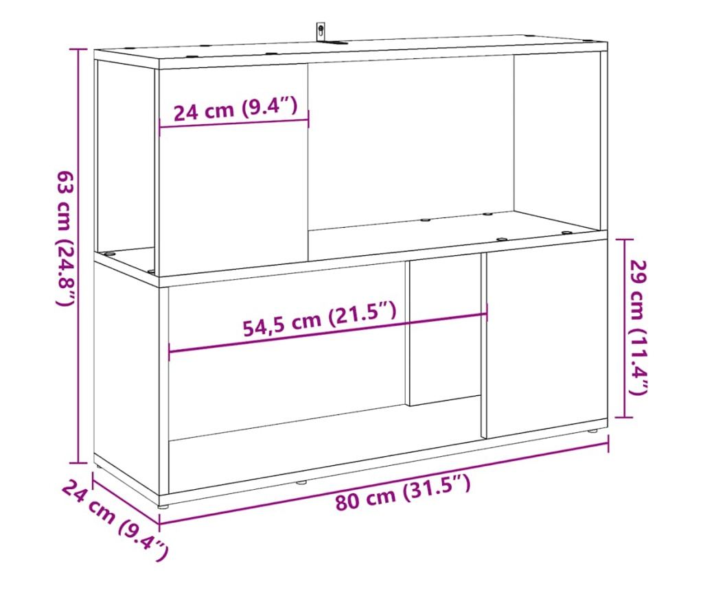 Шкаф за книги/разделител на стаи Дъб артизан 105x24x102 см - 9