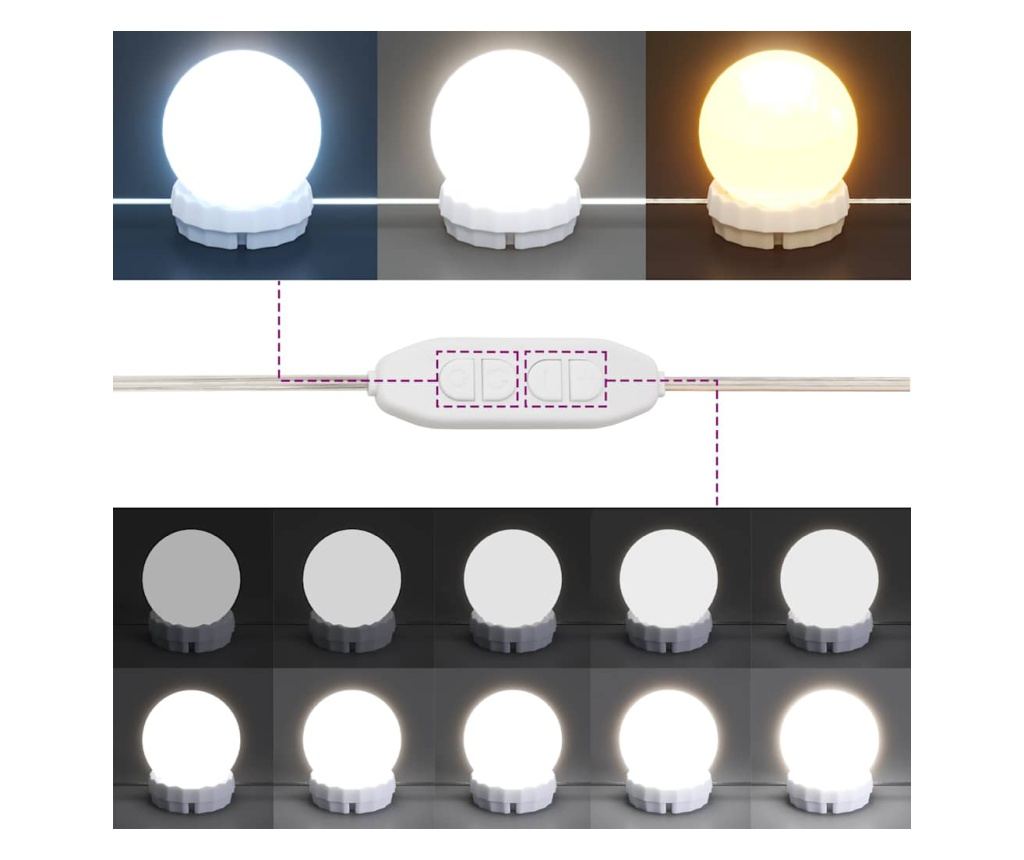 Тоалетка с LED Старо дърво 86,5x35x136 cm - 10