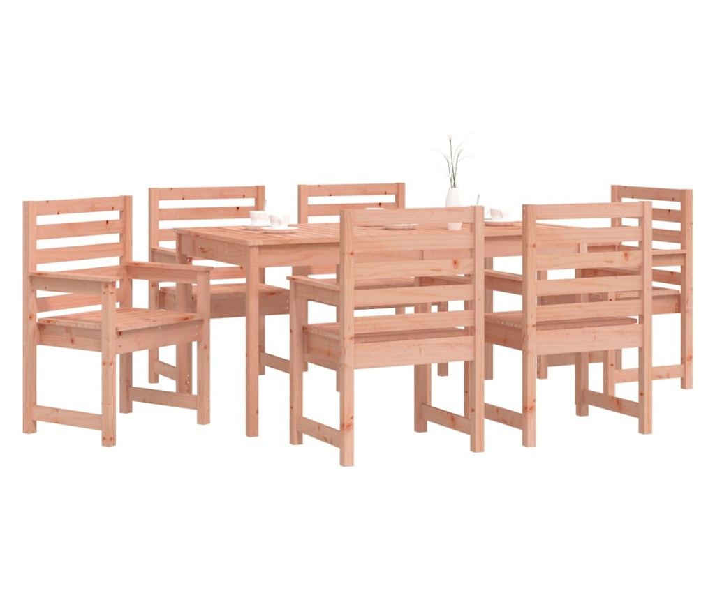 Градински комплект маса, 7 части, масивна дървесина Дуглас - 4