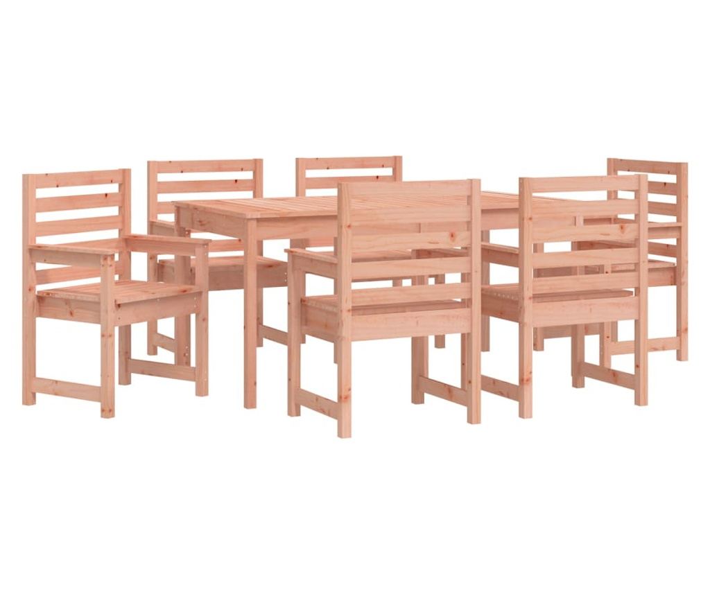 Градински комплект маса, 7 части, масивна дървесина Дуглас - 5