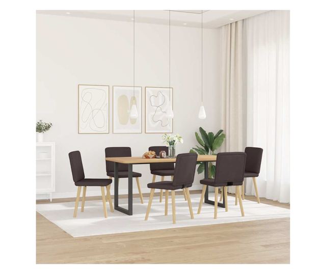 Kuhinjski stoli, komplet 6, temno rjava, tkanina