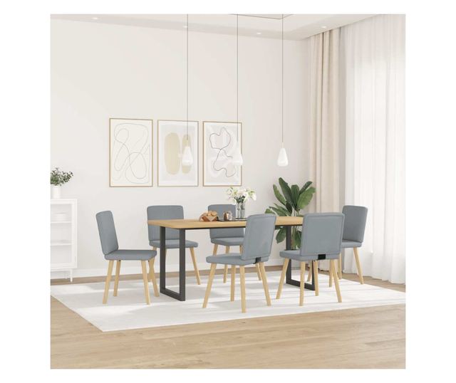 Jedilni stoli, komplet 6, svetlo sivi, blago