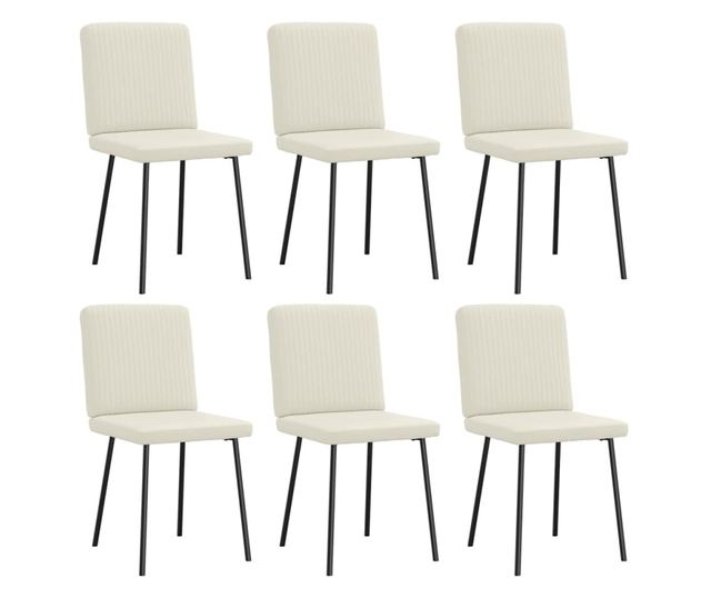 Jedilni stoli, komplet 6, kremni, žamet