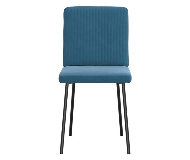 Jedilni stoli, 4 kosi, modri, žamet