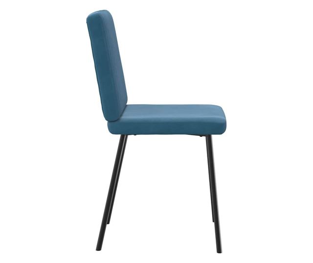 Jedilni stoli, 4 kosi, modri, žamet