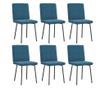 Jedilni stoli, komplet 6, modri, žamet