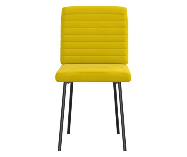 Jedilni stoli, 4 kosi, rumeni, žamet