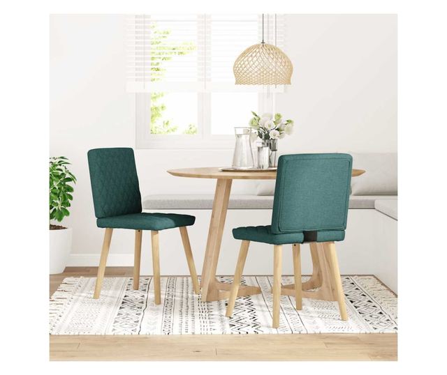 Jedilni stoli, 2 kosa, temno zelena, blago