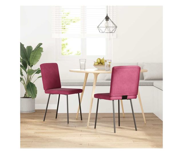 Jedilni stoli, 2 kosa, vinsko rdeča, žamet