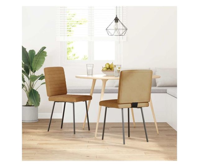 Kuhinjski stoli, 2 kosa, rjavi, žamet